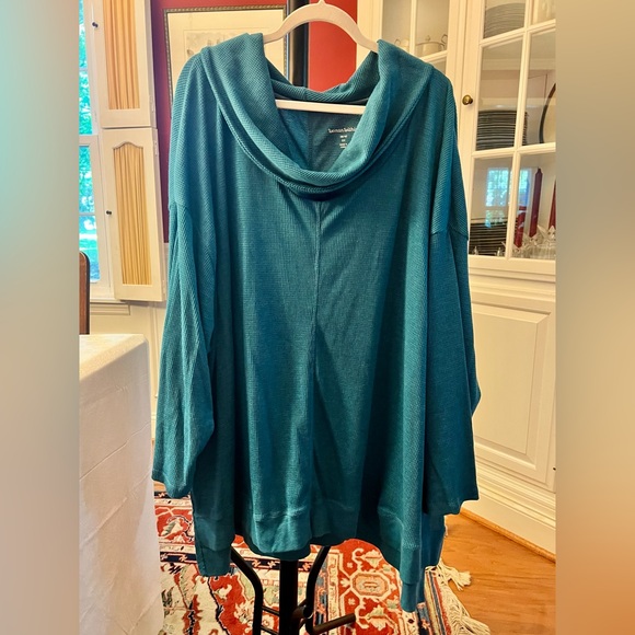 Woman Within Sweaters - Woman Within Teal Cowl Neck Sweater
